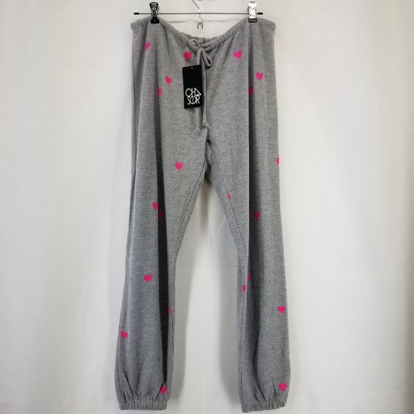 Chaser Pants - CHASER Gray & Red Heart Printed Sweatpant Jogger